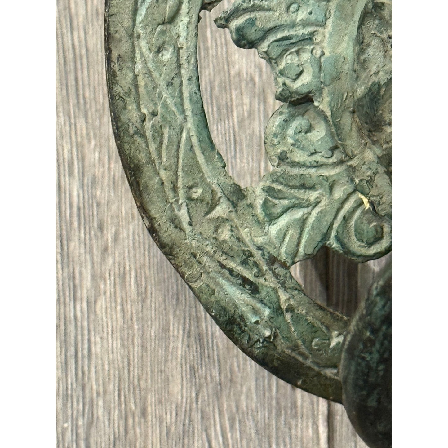 Antique Brass Lion Head Door Knocker With Circular Backplate - c 1800's