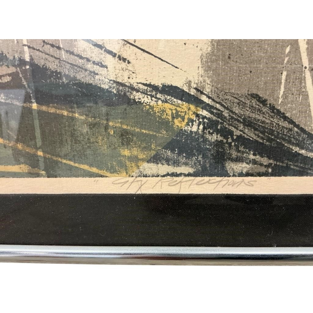 Vintage Framed Abstract Serigraph "City Reflections" Signed & Numbered, Artist Howard Bradford