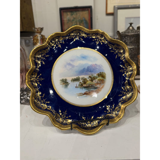 Aynsley Vintage Cobalt Blue & Gold Scalloped Edge Plate, c. late 1800's