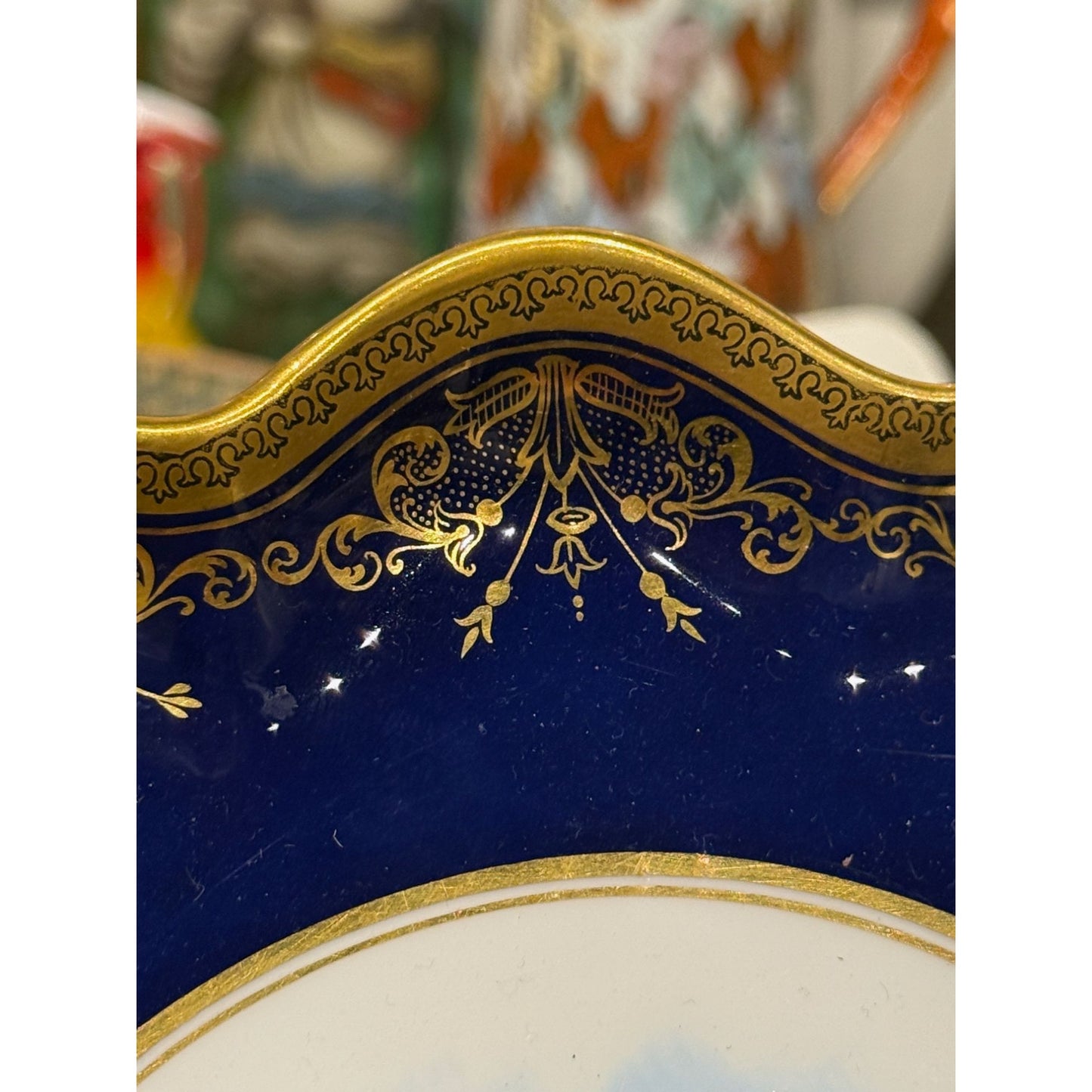 Aynsley Vintage Cobalt Blue & Gold Scalloped Edge Plate, c. late 1800's