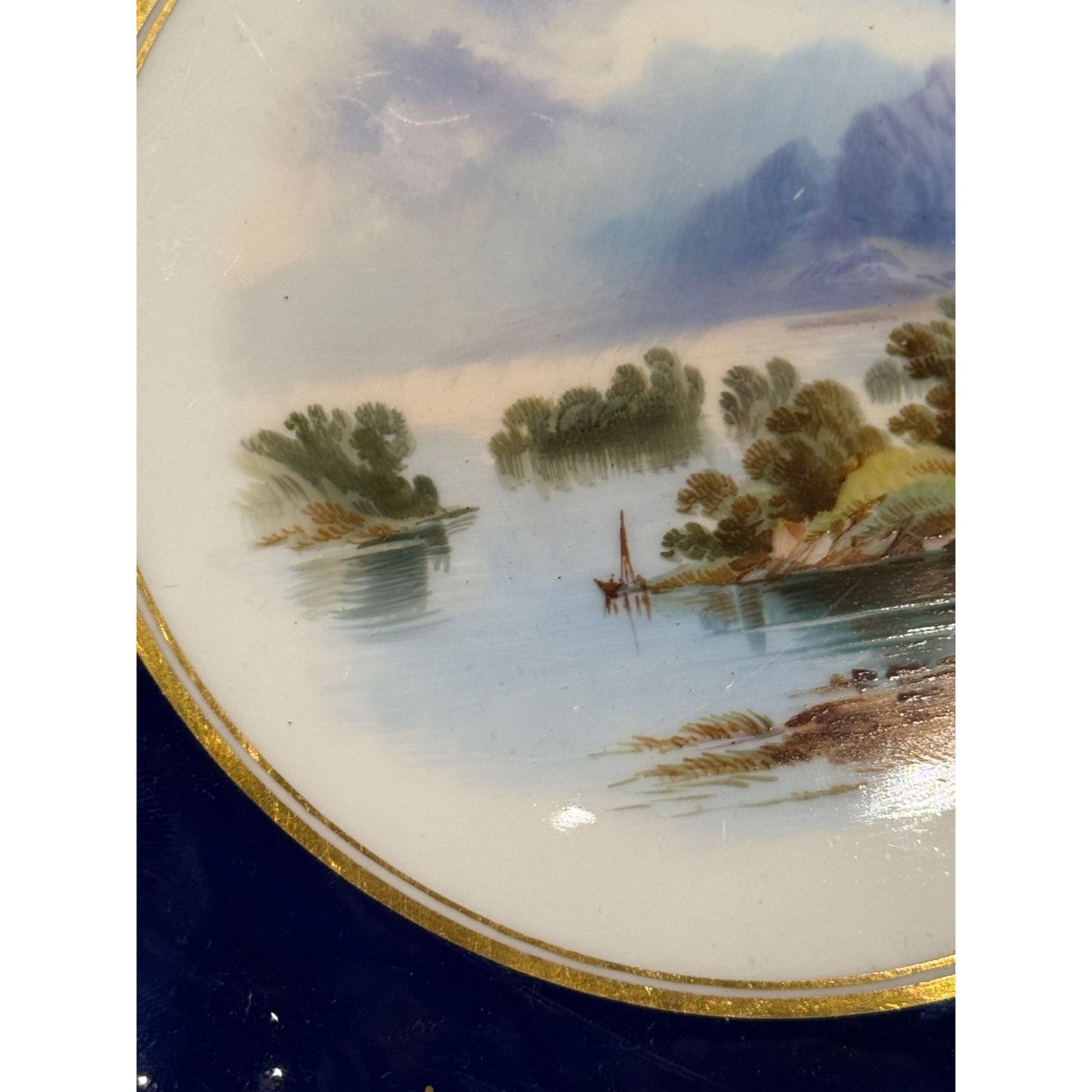 Aynsley Vintage Cobalt Blue & Gold Scalloped Edge Plate, c. late 1800's