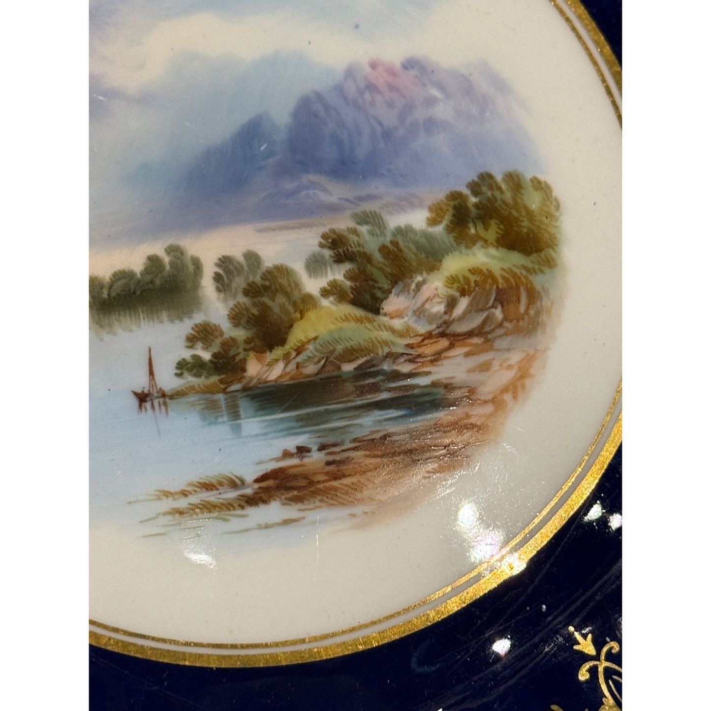 Aynsley Vintage Cobalt Blue & Gold Scalloped Edge Plate, c. late 1800's