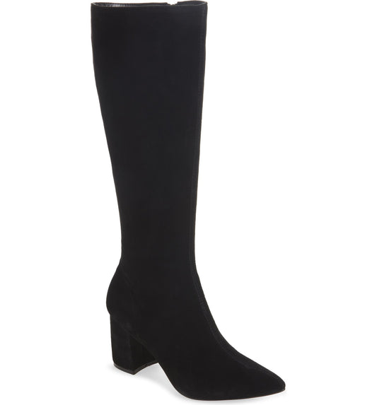 Steve Madden Womens Nieve Block-Heel Boots Black Suede 7.5M