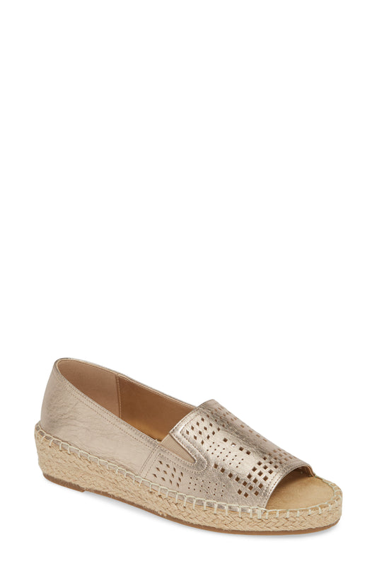 Bella Vita Cora Peep-Toe Espadrille Sandals - Champagne - Size 6WW