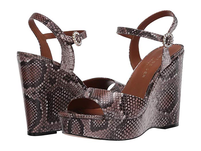 Kurt Geiger Womens Archer Leather Embellished Wedges Brown 6 Medium (B M)