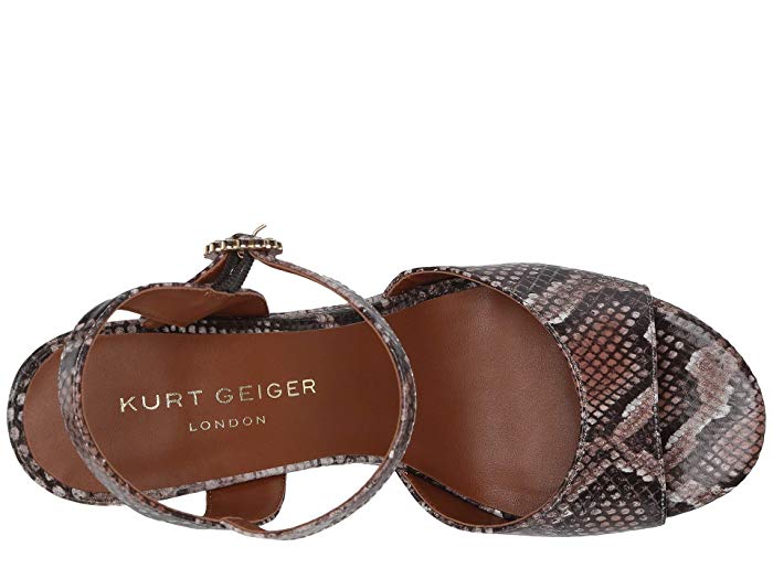 Kurt Geiger Womens Archer Leather Embellished Wedges Brown 6 Medium (B M)
