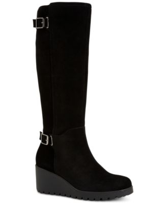 Giani Bernini Memory Foam Wide-Calf Sannaa Boots Black Suede - SIZE 6 M