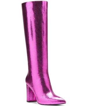 INC PAITON Faux Leather Snake Print Knee-High Boots Berry Snake - SZ 9.5 M