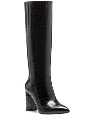INC International Concepts Womens Paiton Block-Heel Boot Black Croc 12M