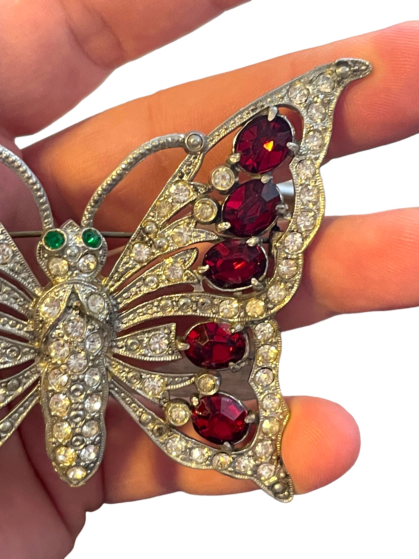 STARET Xtra-Large Butterfly Rhinestone Brooch - Vintage 1930's