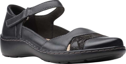 Clarks Womens Collection Cora Black Leather/Synthetic Size 10W