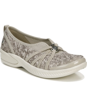 Bzees Niche Washable Slip-on Flats Taupe Snake Fabric SIZE 6 M