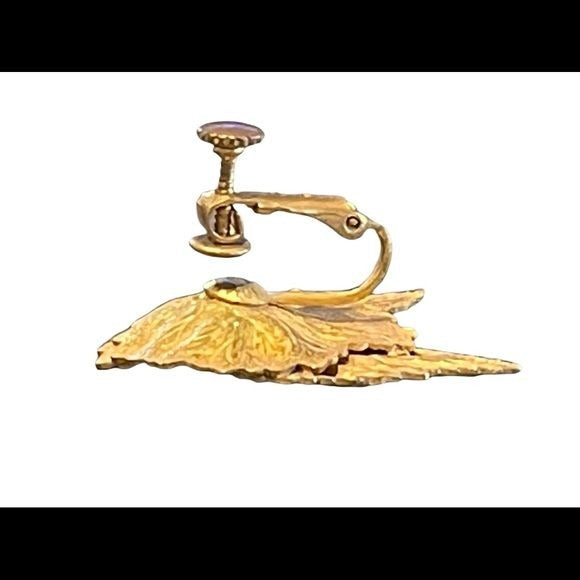 Miriam Haskell Gold Gilded Vintage Leaf Earrings