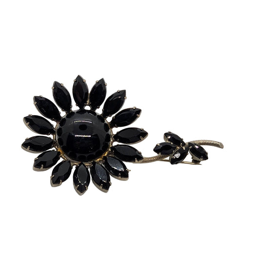 Black Flower Vintage Brooch - REGENCY