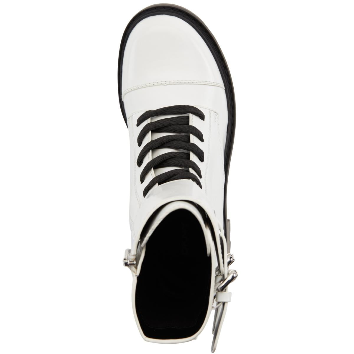 DKNY Womens Bart Lace-Up Buckled B White