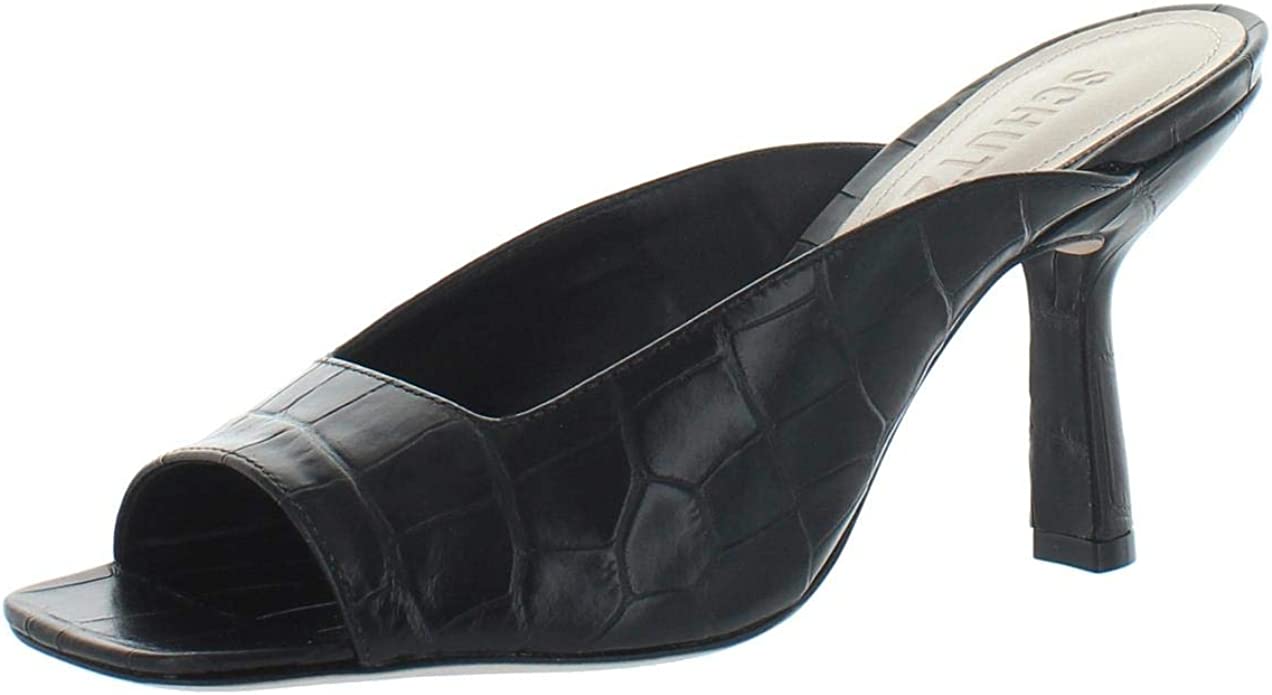 Schutz Agape Leather Slip on Heels Black SZ 6.5