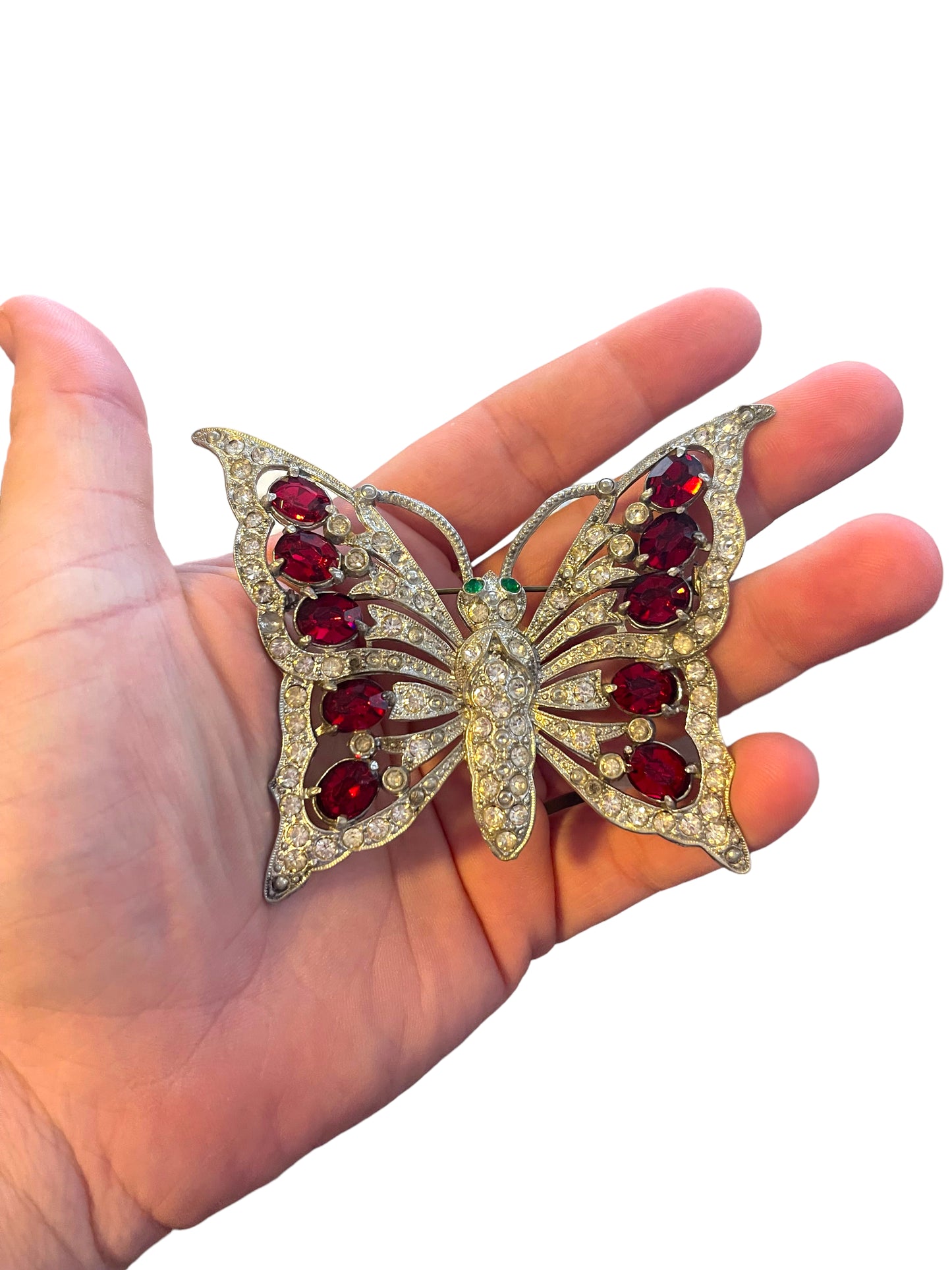 STARET Xtra-Large Butterfly Rhinestone Brooch - Vintage 1930's