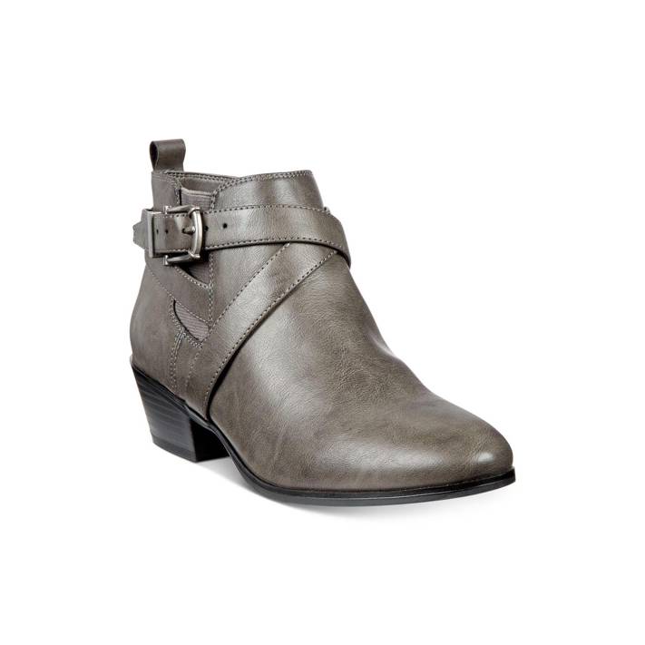 STYLE & CO Harperr Strappy Shoe Booties - Grey - Size 6.5