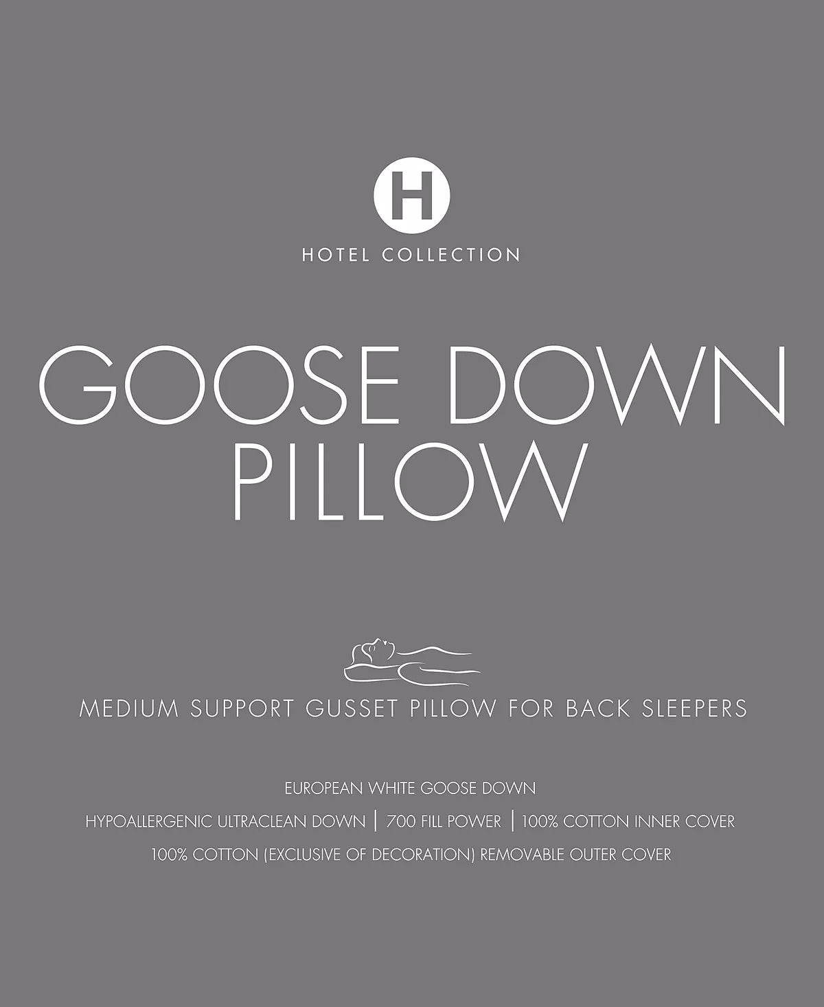 Hotel Collection European White Goose Down Medium Density King Pillow