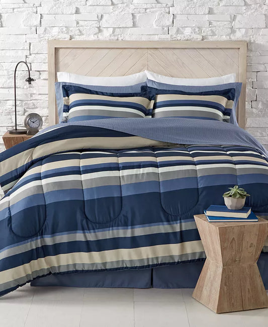 Fairfield Square - Austin Stripe/Solid Reversible 6 Pc. Comforter Set TwinXL