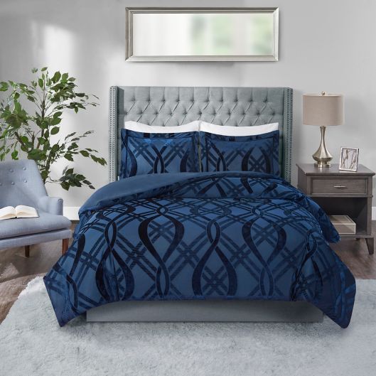 Madison Park Dolores Duvet Cover and Sham Set, Blue, King