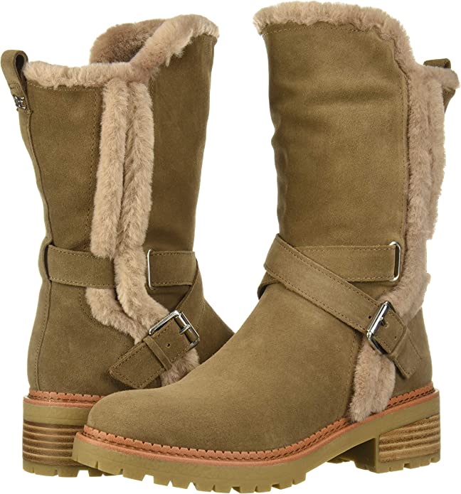 Sam Edelman Womens Jailyn Faux Fur Suede Block Heel Boot