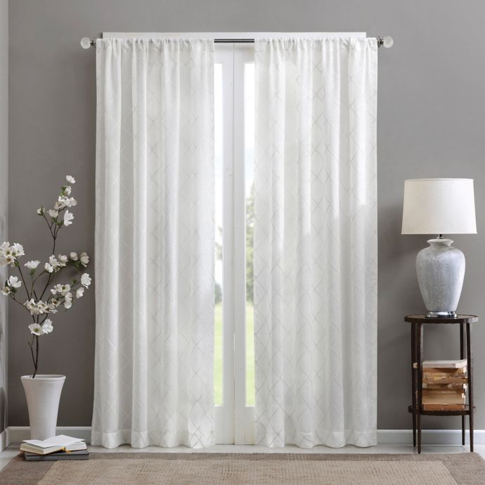 Madison Park Irina Diamond Sheer Rod Pocket Window Curtain Panel (Single) 100in. x 84 in