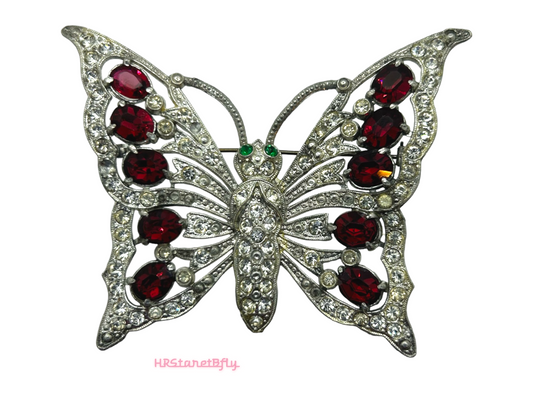 STARET Xtra-Large Butterfly Rhinestone Brooch - Vintage 1930's