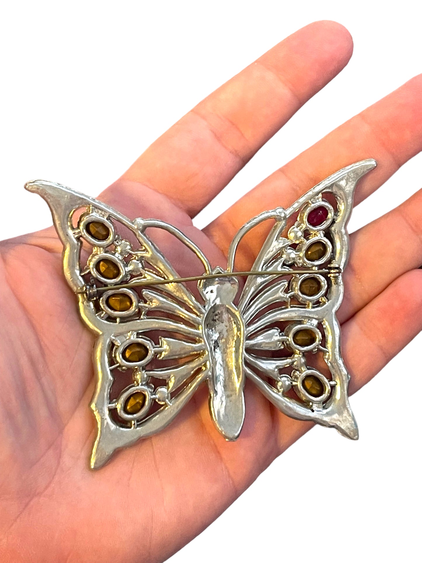 STARET Xtra-Large Butterfly Rhinestone Brooch - Vintage 1930's