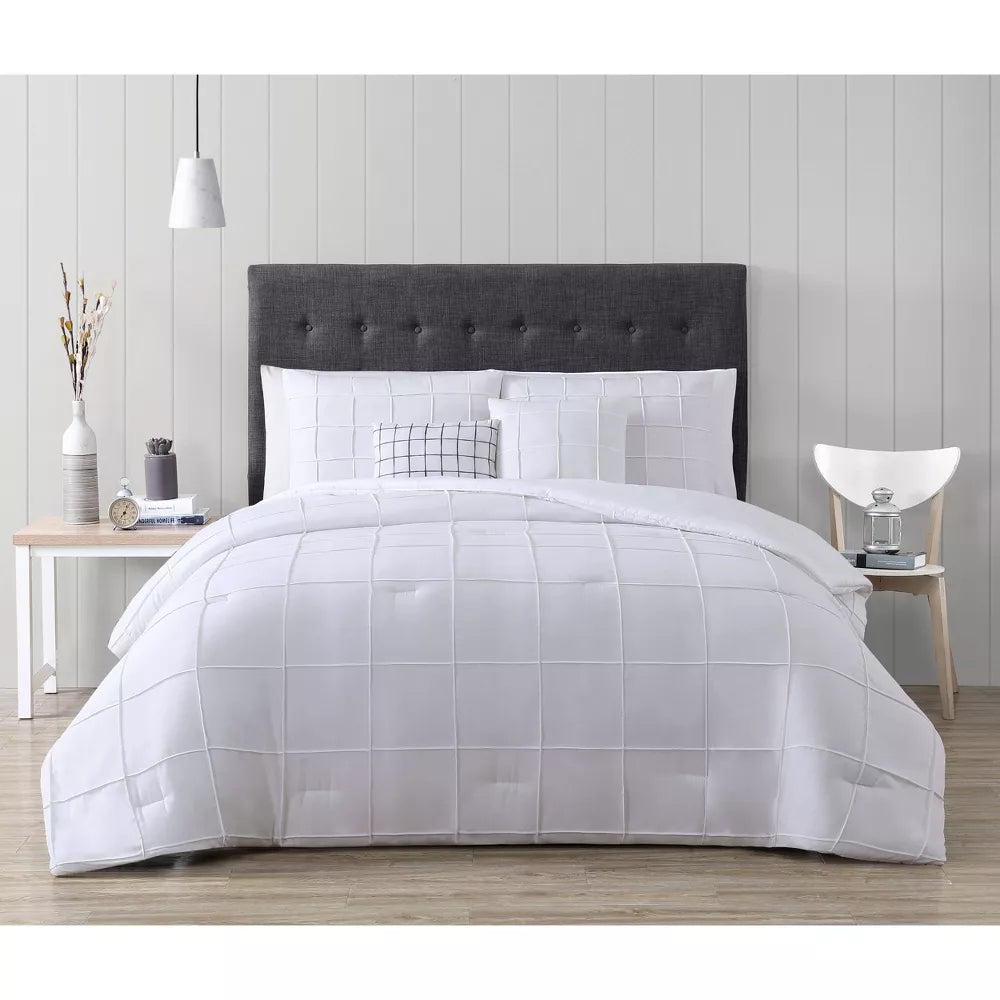 Geneva Home Fashion Nelli 5pc Queen Size Comforter White FullQueen