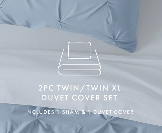 Light Blue 3 Piece Microfiber Pinch Pleat Duvet Cover Set, Twin/Twin By Noble Linens