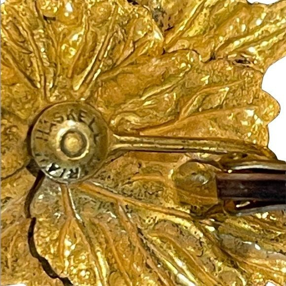 Miriam Haskell Gold Gilded Vintage Leaf Earrings