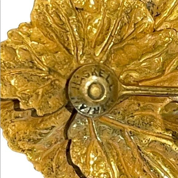 Miriam Haskell Gold Gilded Vintage Leaf Earrings