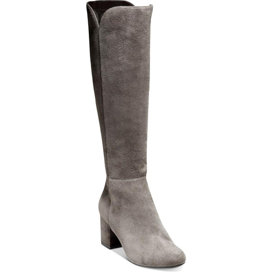 Cole Haan Denise Solid Block Heel Storm Cloud Suede Knee-High Boots - SZ 6.5