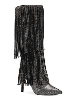 INC International Concepts Ishani Fringe Boots Black Bling 5.5M